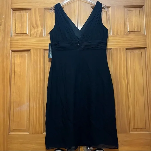 Donna Morgan Black Silk Dress Size 12 NWT - Picture 3 of 9